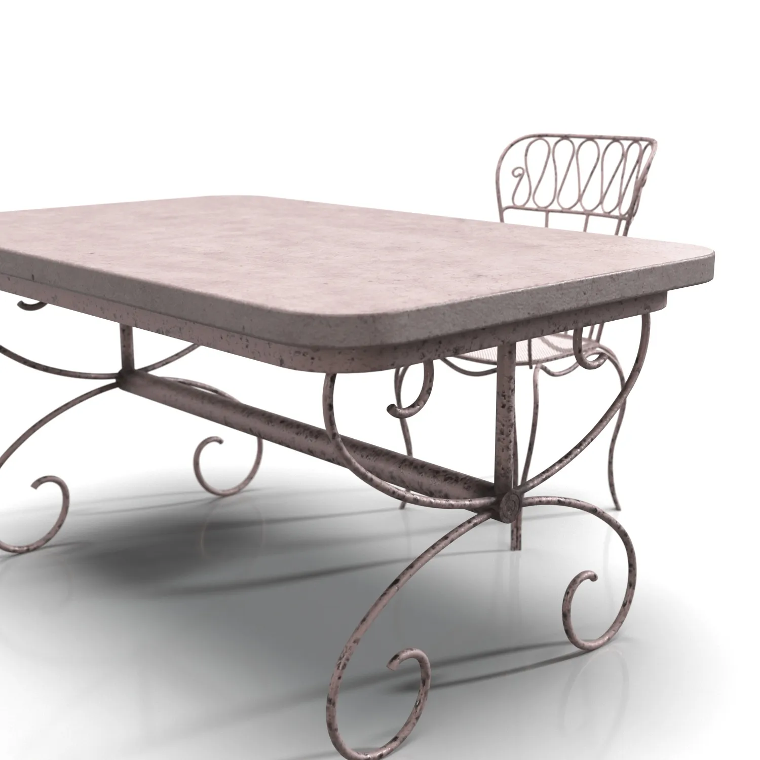 Rustic Iron Garden Table And Armchair PBR 3D Model_05